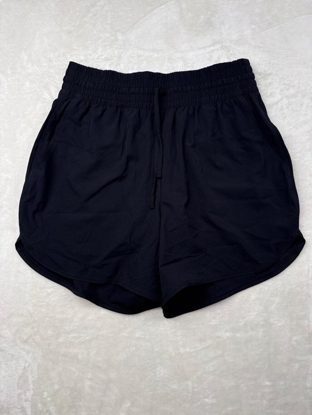Lands End Womens Black Swim Shorts With Elastic Waist & Drawstring Size M